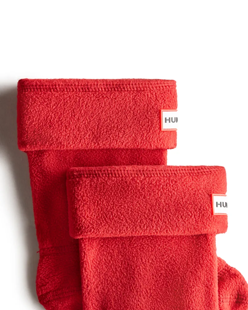 Hunter Kids Recycled Fleece Boot Sock in Red-2